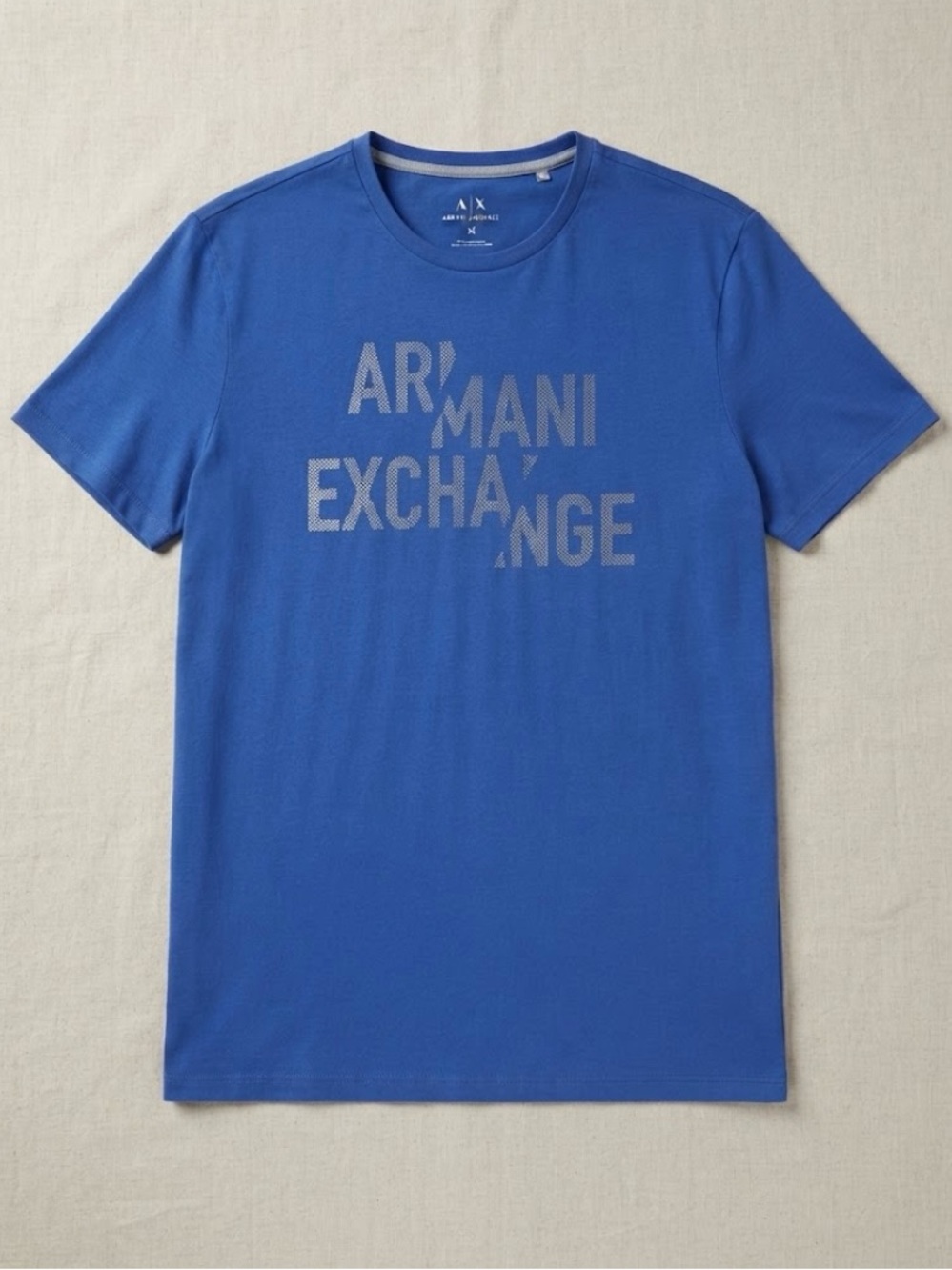 Men XL Armani Exchange Royal Blue Logo Short Sleeve Tee